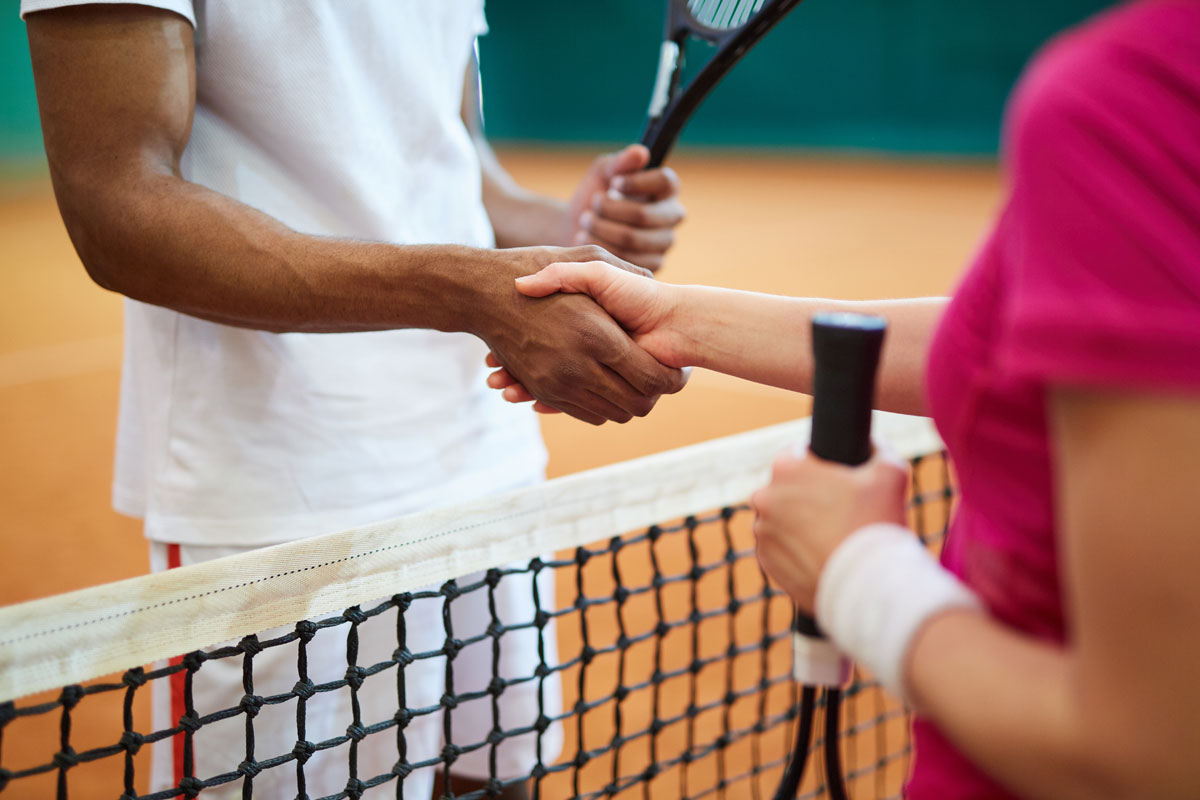 Handshake of tennis players